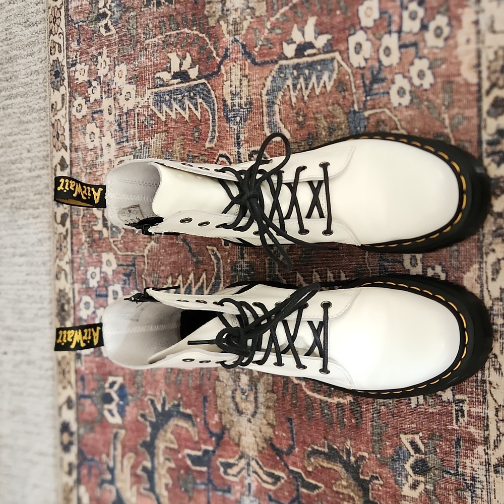 Dr. Martens White Jadon Leather Boots